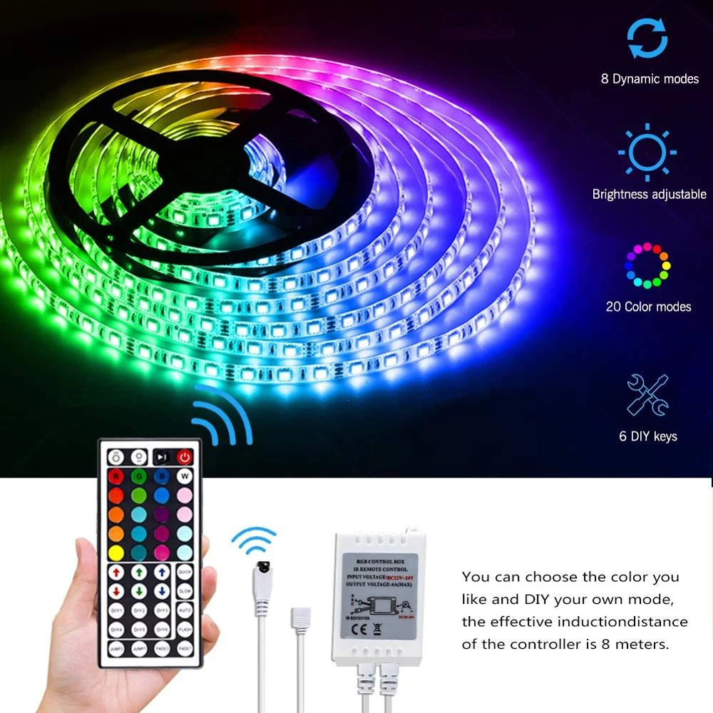 RGB Светодиодная лента 5050SMD DC12V 30 светодиодов 5 м 10 светильник гибкий ing контроллер