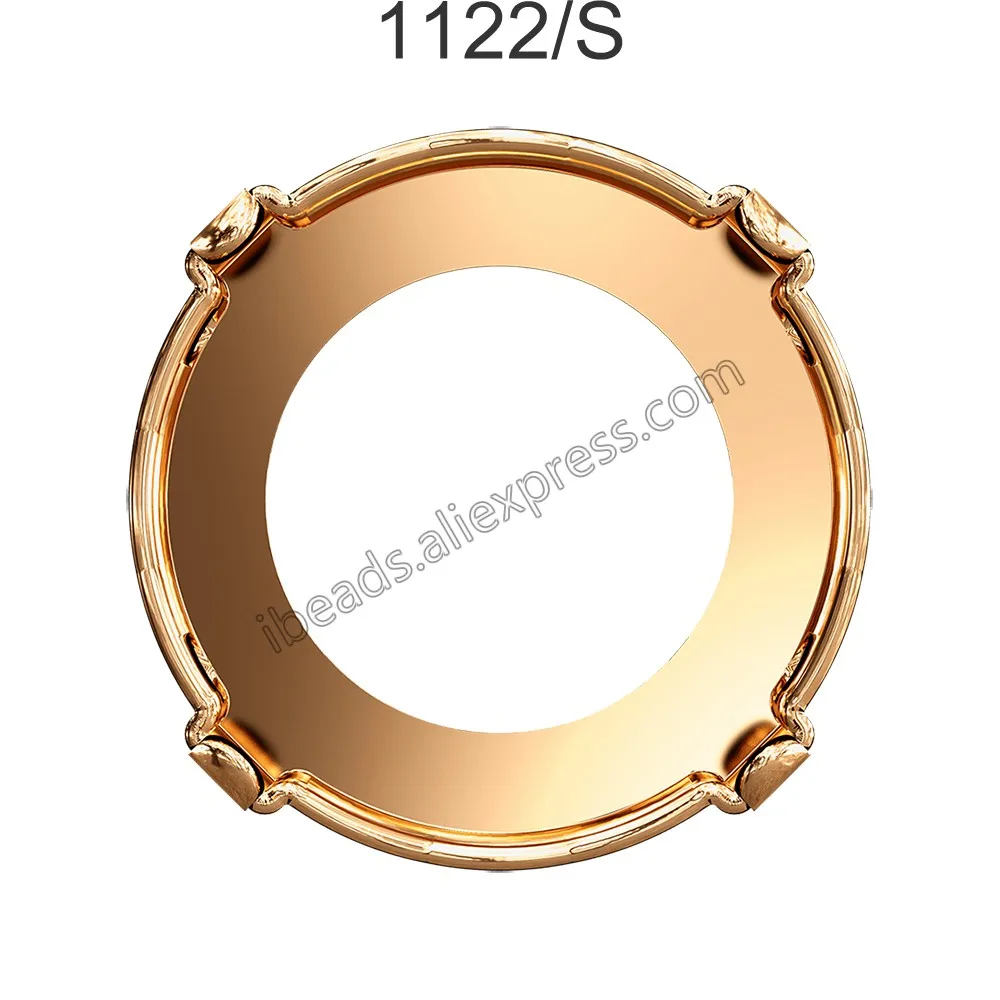 С украшением в виде кристаллов от Swarovski 1122/S хрустального кабошона Rivoli с Стандартный установка(4 отверстия для шитья) из томпак для 1122 круглые Rivoli камень