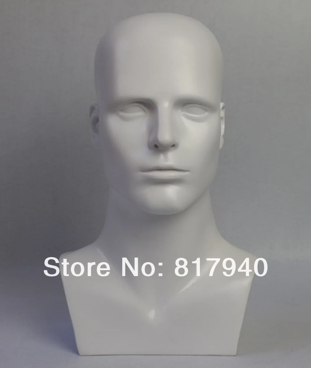 

NEWEST!High quality White gloss fiberglass male mannequin dummy head for hat// headphones/mask/wig display manikin heads