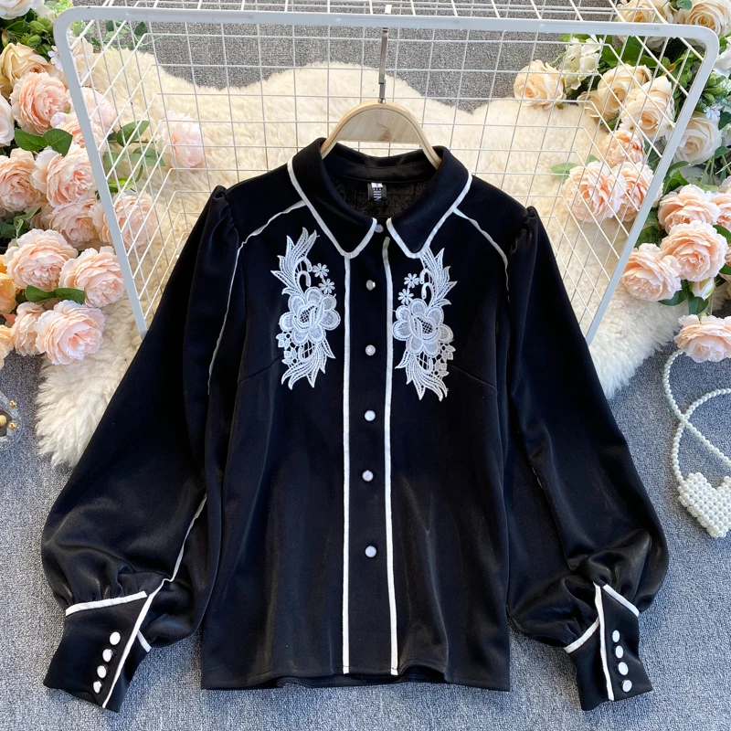 

New 2021 Women Blouses Spring Tops Casual Shirts Button V Neck Top Loose Long Sleeve Blouse b141