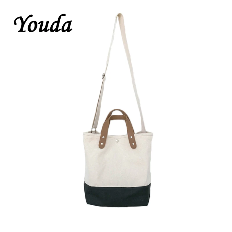 Youda Корейская Женская Студенческая сумка через плечо черно белая прошитая