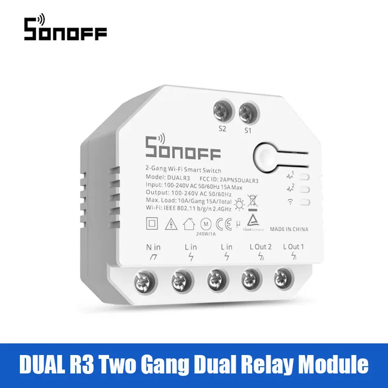 

SONOFF DUAL R3 2 Gang Dual Relay Module DIY MINI Smart Switch Power Metering Control via eWeLink Alexa Google Smart Home