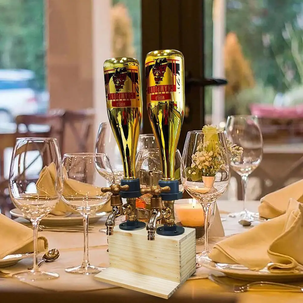 

New Whiskey Dispenser Liquor Alcohol Wood Dispenser Faucet Shape For Party Dinners Bars And Beverage Stations