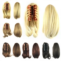 soowee 8 colors short straight brown black little pony tail hair bun synthetic hair claw hair ponytails hair extensions