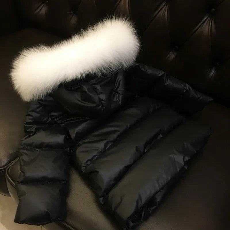 Новый длинный белый пуховик для девочек детская зимняя одежда воротник из