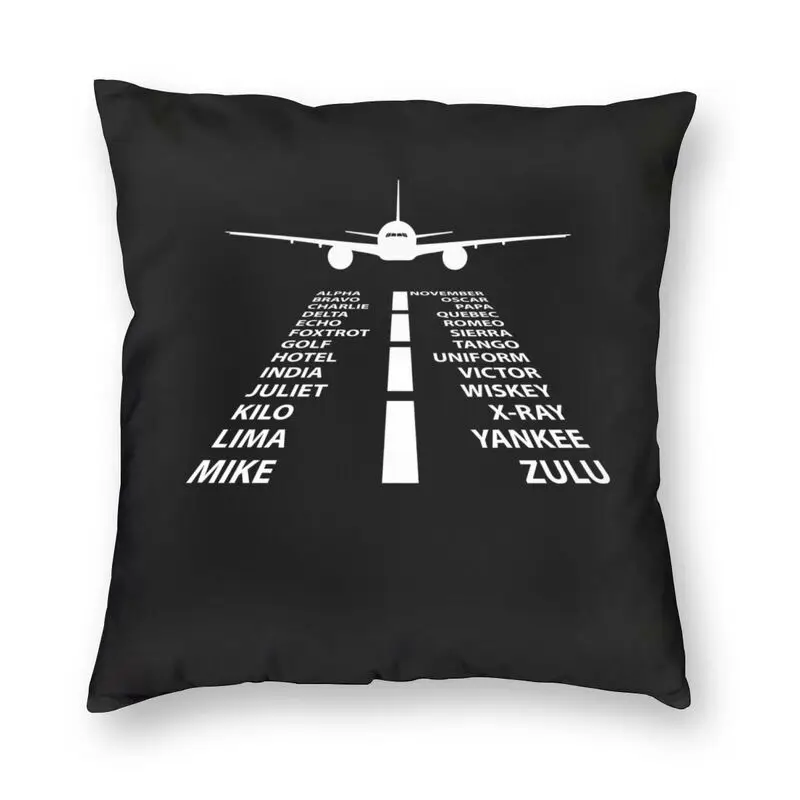 

Phonetic Alphabet Pilot Airplane Aviation Cushion Covers Sofa Home Decorative Aviator Fighter Square Throw Pillow Case 45x45cm