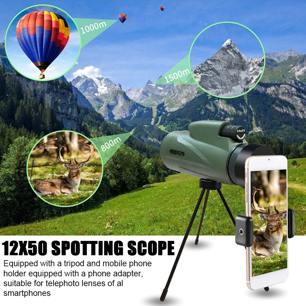 

New 12x50 Mini Monocular Professional Telescope Low Light Vision Lightweight Waterproof Bird Watching Outdoor Camping Hiking