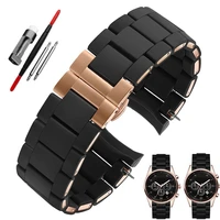 steel in silicone watchband for armani ar5890 ar5889 ar5858 ar5920 ar5868 ar8023 watches band man 23mm woman 20mm straps