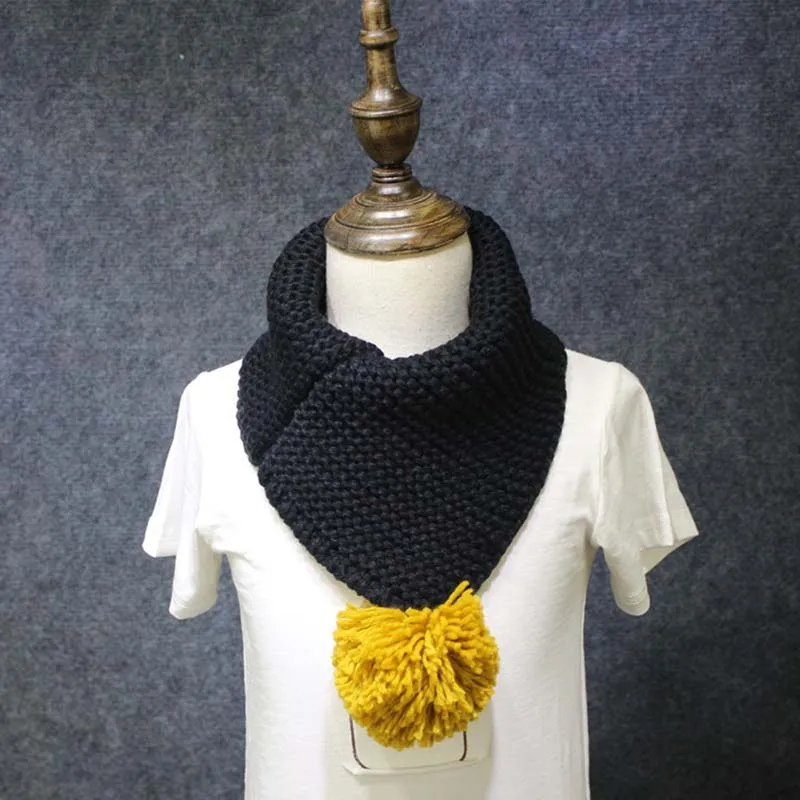 

2020 New Children Knitted Collar With Ball Infant Kids Scarves Neckerchief Clothing Accessories Kids Winter Wool Collar Scarf