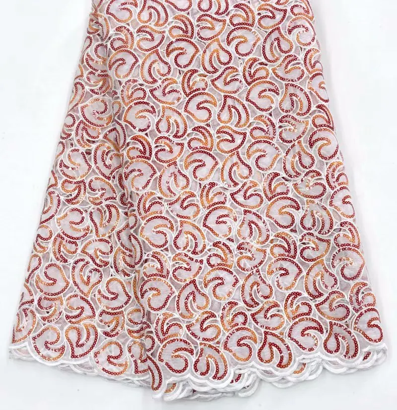 

High Quality French Net Lace Fabric With Beads Tulle Lace Fabric For Wedding 5 yards/lot