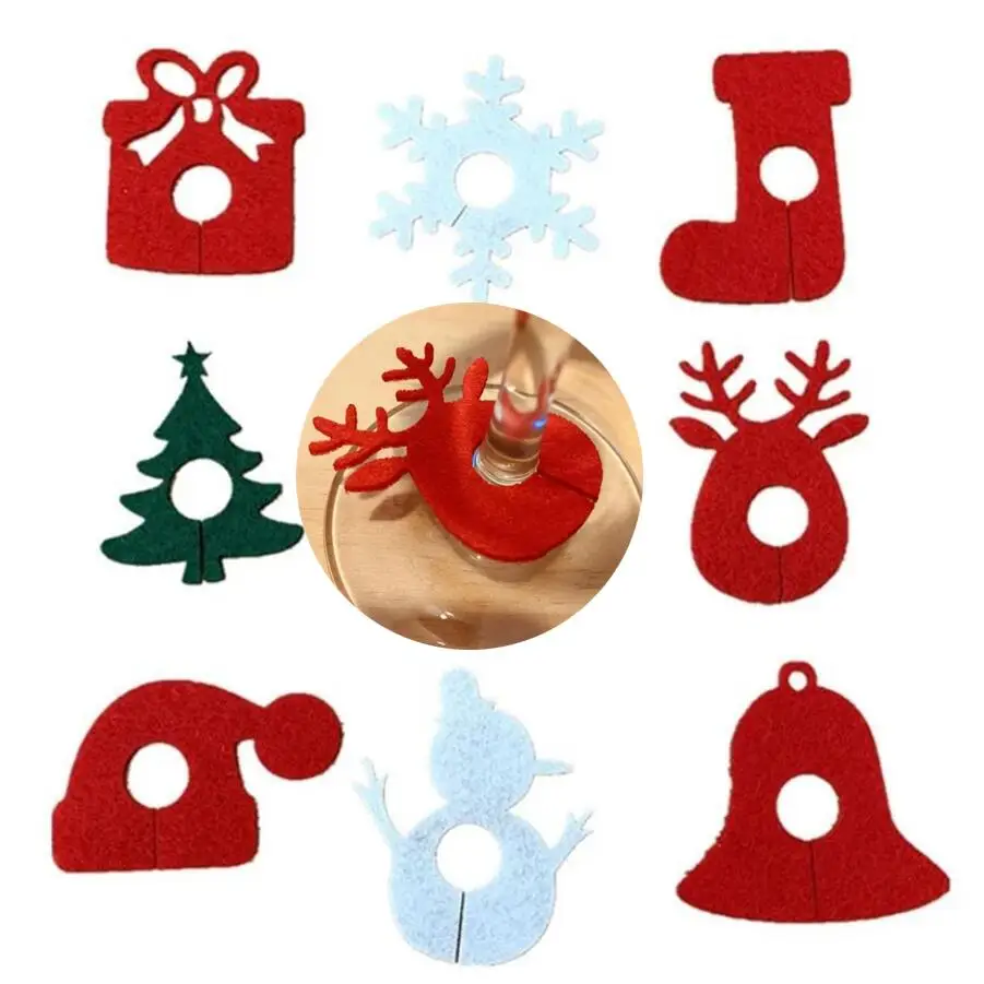 

9/45pcs Felt Wine Glass Barware Decoration Ring Bar Table Wine Glasses Home Decor Bar Christmas Goblet Pendant Accessories