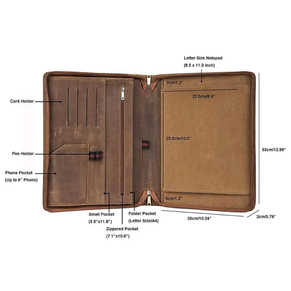 Ручная работа винтажный кожаный портфель А4 Папка с ручками индивидуальный