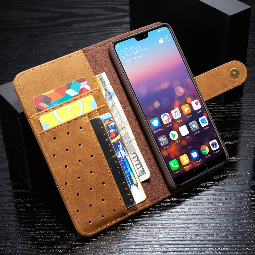 Магнитный Флип-кошелек чехол для Huawei P20Lite роскошный кожаный с ремешком брелок