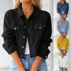 Женская джинсовая куртка, однобортная куртка с эффектом потертости, на пуговицах, с карманами, короткая, джинсовое пальто