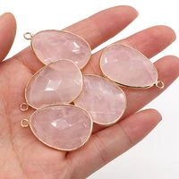 natural rose quartzs pendant charms irregural shape natural stone pendant for women jewelry making diy necklace size 23x34mm