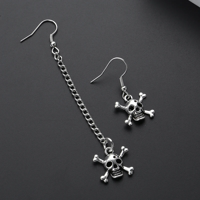 

Gothic Dark Style Asymmetrical Skull Earring For Women Punk Mystical Jewellery Design Skeleton Dangle Earrings Halloween Gifts