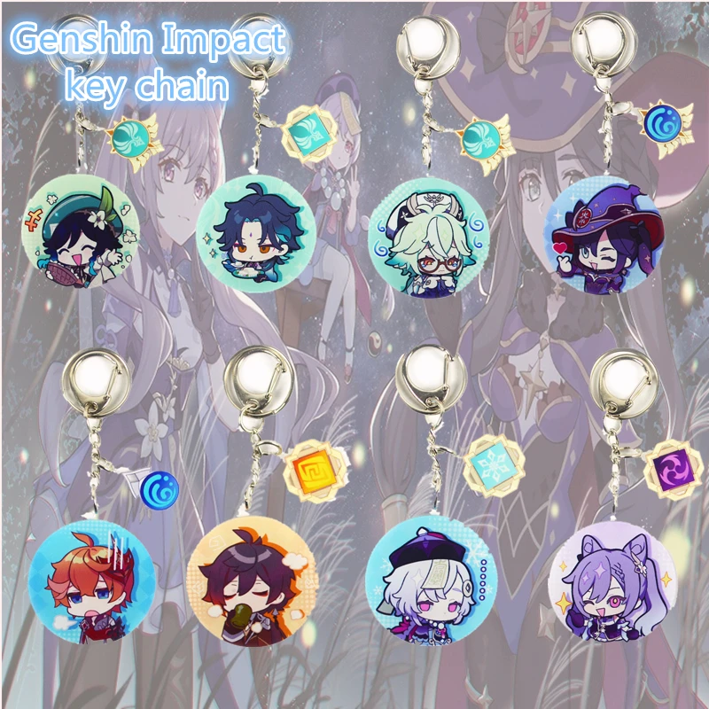 

Anime Genshin Impact Valentine's Diluc Key Chains Klee Keqing Acrylic Student Accessory Desk Keychain Fashion Child Toy Keyring