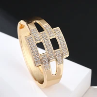 ornapeadia popular bracelet for women fashion bracelet personality exaggerated lattice diamond jewelry wide sided gold plated
