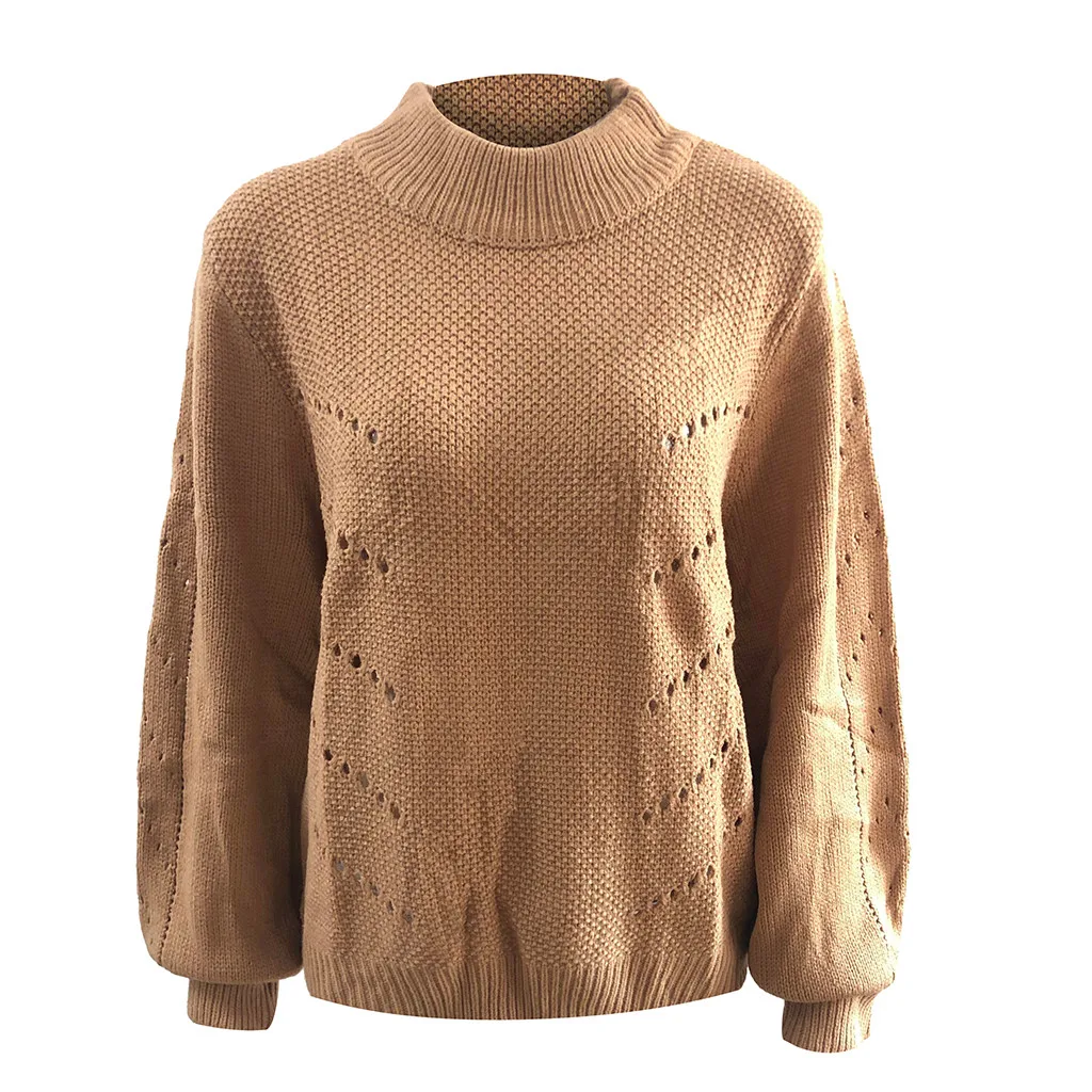 

S-3XL Plus Size Women Sweater Winter Autumn Fashion Casual Solid Sweater High-Neck Hole Long Sleeve Sweater Blouse Women Tops