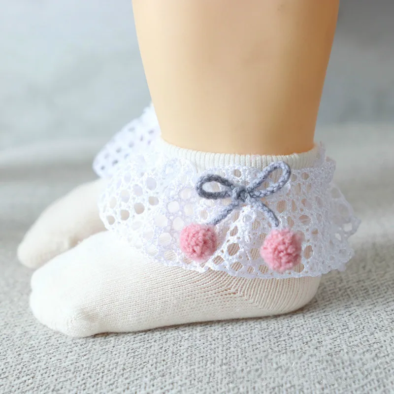 Детские носки милые кружевные для новорожденных с цветами и бантом хлопковые