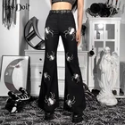 Брюки-клеш Женские винтажные в готическом стиле с высокой талией и принтом