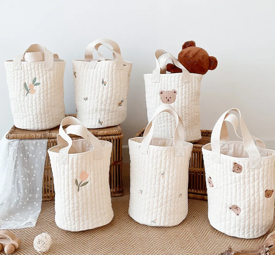 

Botique детские сумки 2021 новая милая сумка для подгузников с вышивкой модная корзина для хранения Хлопковая сумка для мамы