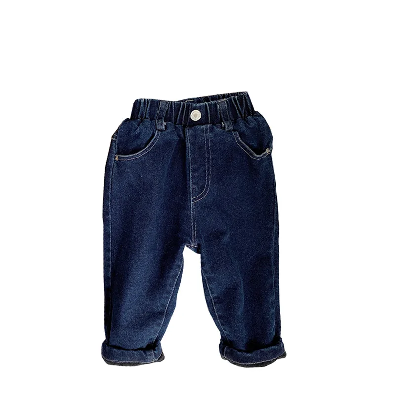 

WLG Boys Girls Jeans Kids Trousers Winter Velvet Thick Denim Blue Jean Baby Fashion All Match Bottoms for 1-6 Years