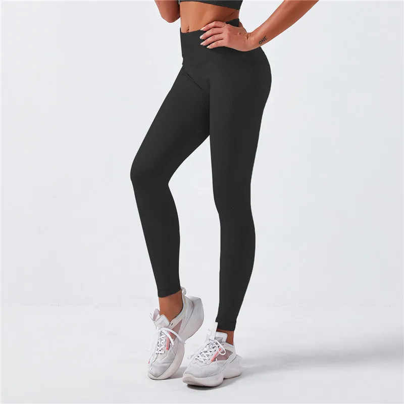 

Women High Waist Solid Fitness Seamless Leggings Fashion Breathable Sports Fitness Pants Ladies Black Leggings Woman