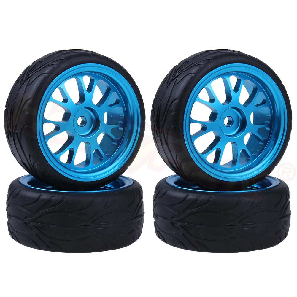 Type 2 Blue 6588 4 шт. 63x26 мм RC алюминиевые колеса и шины для WLtoys A959 A949 A969 A979 A959B A969B A979B 1/18 RC автомобилей запчасти для обновления - Цвет: Type 2 Blue 6588