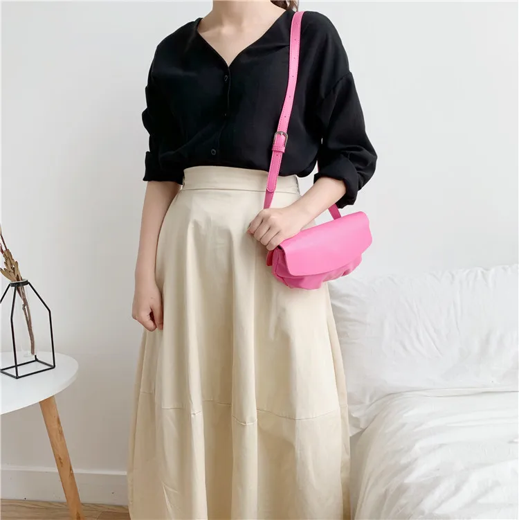 Small New Women Fashion Handbag Shoulder Bags Waist Purse PU Leather Simple Ladies Messenger Hobos Bag
