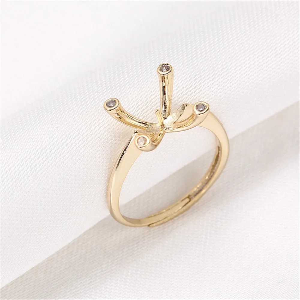 

14K gold color ring micro-inlaid zircon pearl DIY accessories accessories