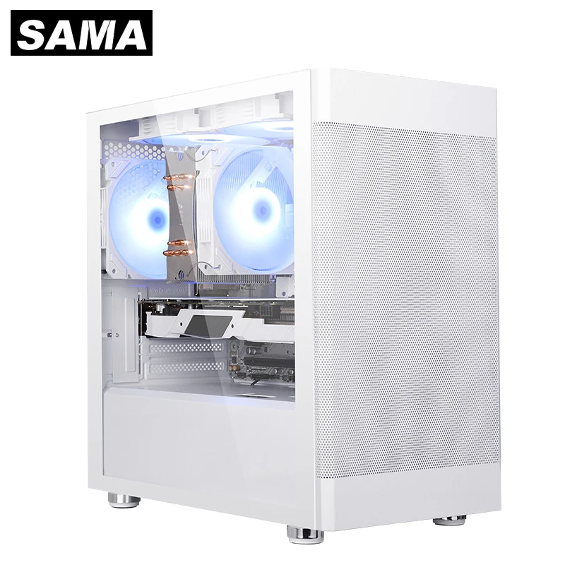 SAMA S1 PC Gamer Cabinet White Computer Case for 120/240mm Water Cooling Radiator Support MATX/ITX Motherboard/Power Supply