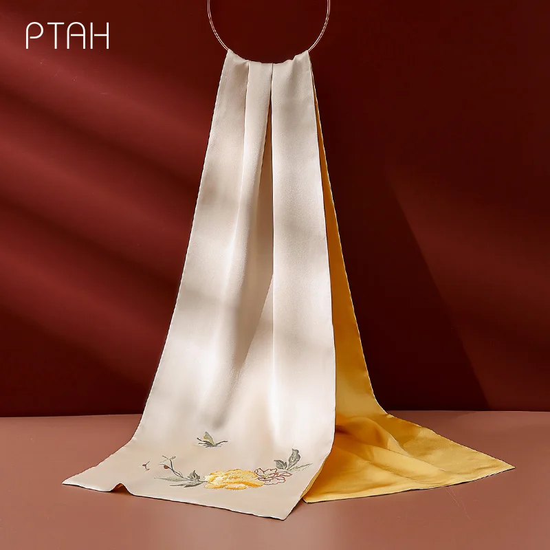 

Женский шелковый шарф [PTAH], мягкий элегантный шарф из тутового шелкопряда, 100% x 30 см, осень 160