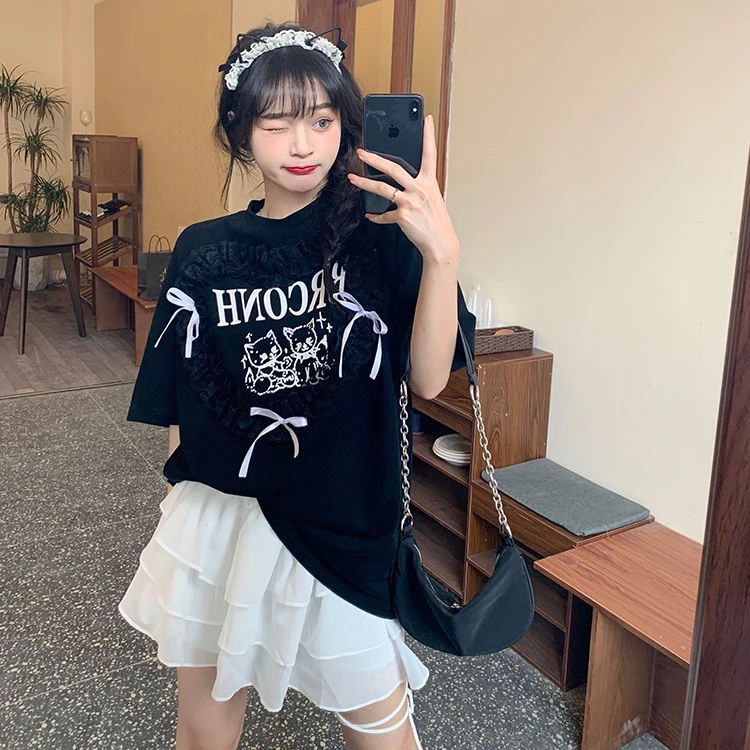 

YTX990 Summer 2021 new mid-length design niche Harajuku style loose T-shirt