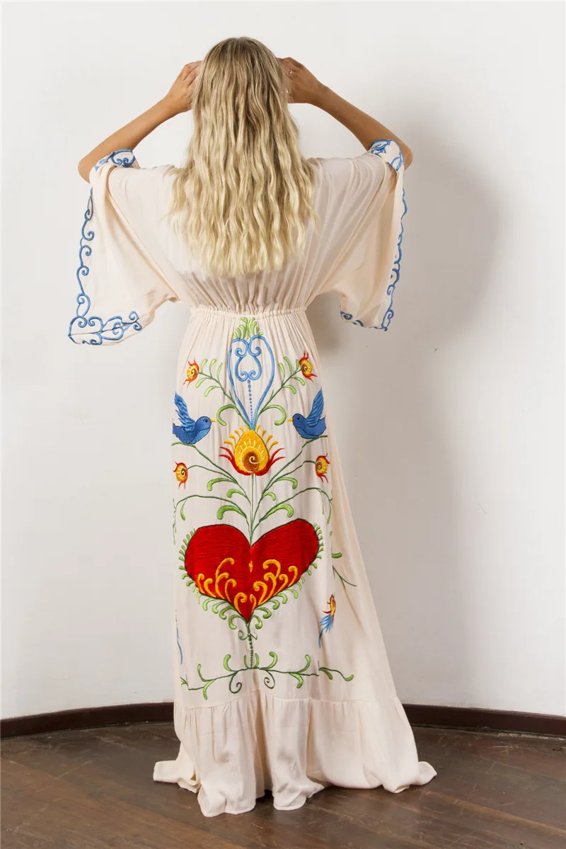 

Bohemian flower embroidery tassel decoration holiday dress