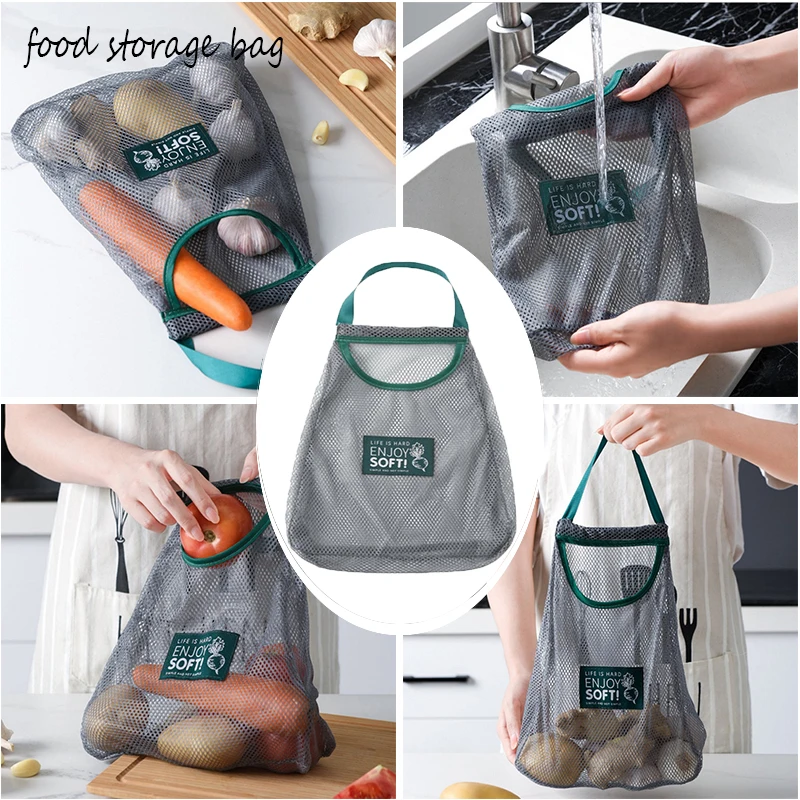 

1pc Reusable Vegetable Mesh Bag Net Fruit Garlic Onion Grocery Bags Organic Food Organizer Case Eco Friendly Shopping Tote Handb