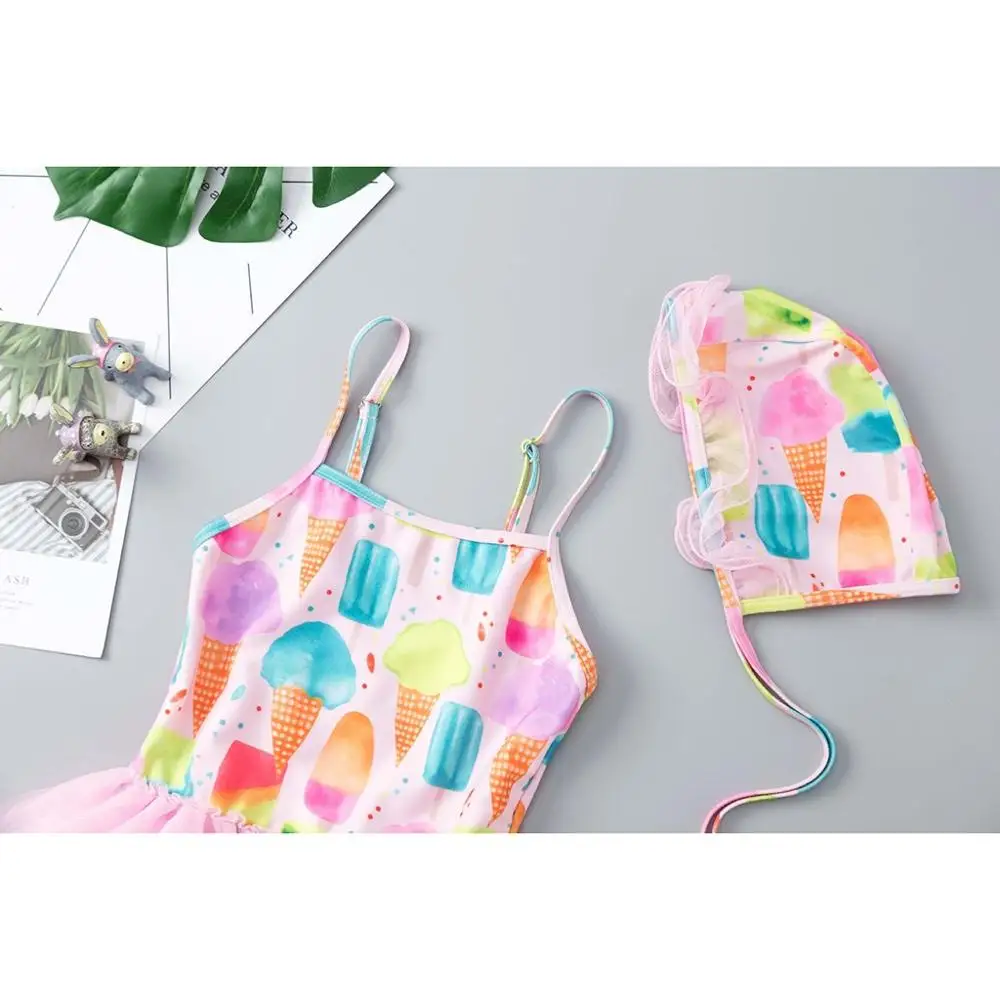 Детский купальный костюм с милым принтом рожка мороженого под цельные