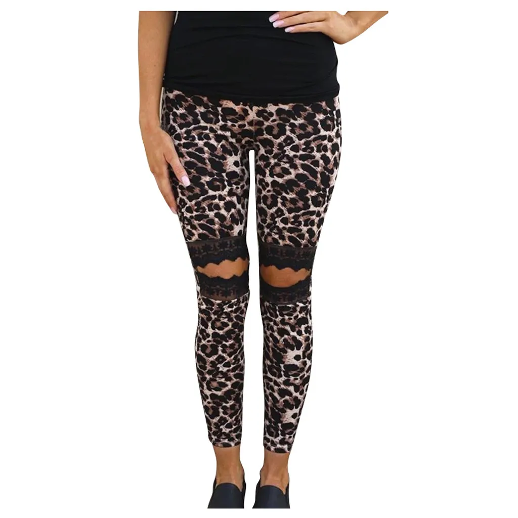 

Running Lace Hollow Leopard Yoga Yoga Ladies Splicing Trousers Yoga Pants