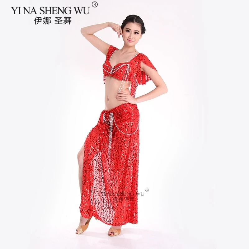 Костюм для танца живота 15 цветов комплект из 2 предметов (бюстгальтер + блестящая