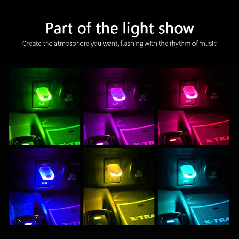 

Colorful Night Light Car USB Atmosphere Touch Decorative Light Car ambient light Mini LED Decorative Light Car Ambient Light