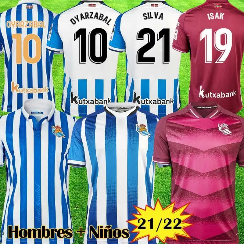 

21 22 Men + kids Kits Real Sociedad Football Shirts ADULT JUANMI OYARZABAL X. PRIETO 2021 2022 Royal Society SOCCER jersey