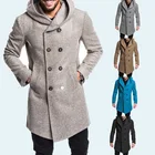 Зимнее шерстяное мужское пальто, теплая Толстая мужская длинная куртка, костюмы жениха, деловые вечерние блейзеры для выпускного вечера, один предмет
