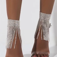 1pc shiny womens tassel crystal charms anklets chain rhinestone foot jewelry barefoot sandal for wedding leg bracelet jewelry