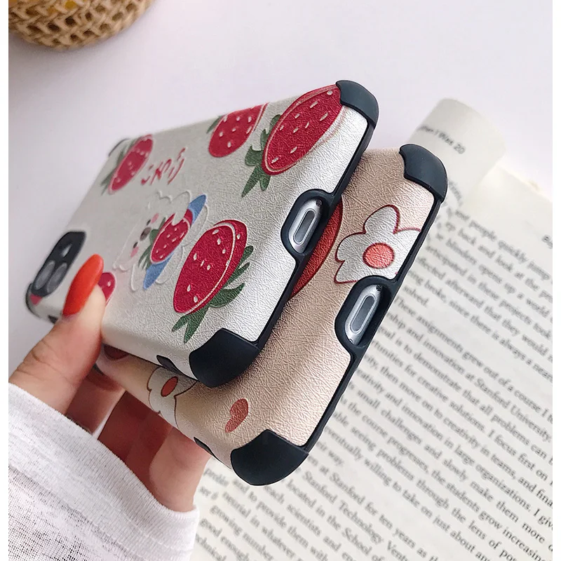 

Anti-knock Protective Fresh Strawberry Phone Cases for Iphone X 11 Pro Xs Max 7 8 6 6S Plus Xr Case Soft TPU Silicon Case Cover