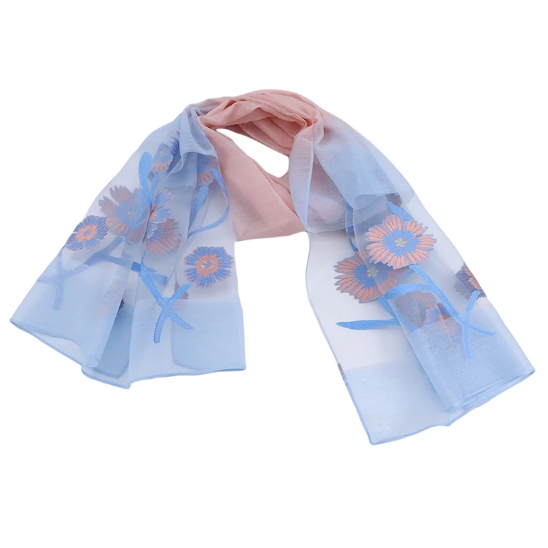 

2020 New Fashion Women Cut Flowers Hollow Lace Gradient Silk Scarf Spring Shawls And Wraps Towel Femme Beach Sjaals