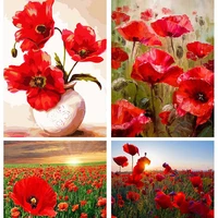 full beads diy 5d diamond painting coquelicot embroidery flower field scenery mosaic rhinestone painting home decor r12