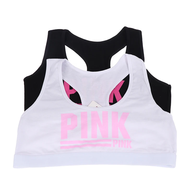 

1pc x Cotton Teen Girl Sports Bra Kids Top Camisole Underwear Young Puberty Small Training Bra For 8-14years White,Black