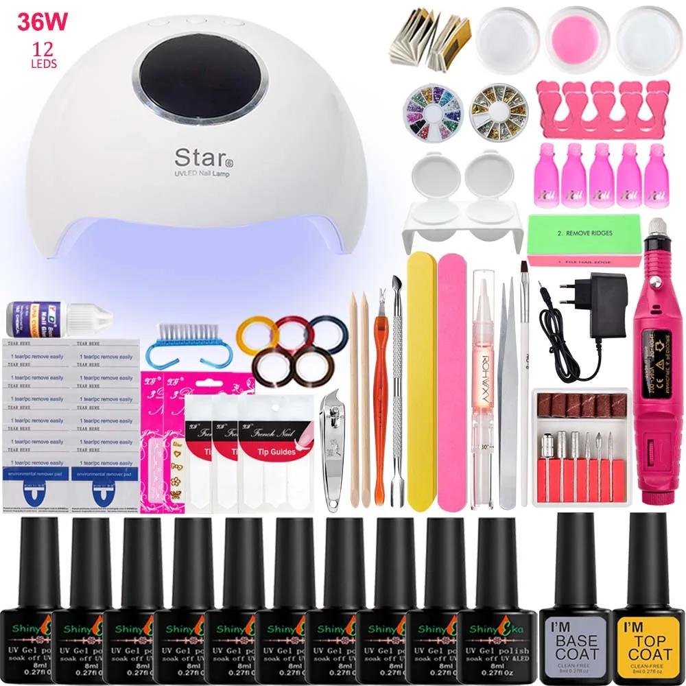 10 nail polishes 6/10/12 шт 36 Вт USB нейл-арта набор инструментов для маникюра Набор с лампой гель набор для маникюра инструменты для маникюра Комплект Гель-лак для ногтей - Цвет: 10 nail polishes