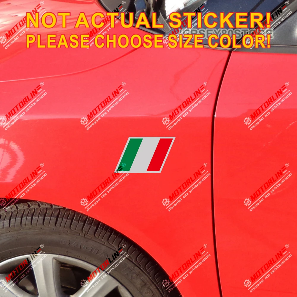 Зеркальная Наклейка с итальянским флагом 10 см|Наклейки на автомобиль| |