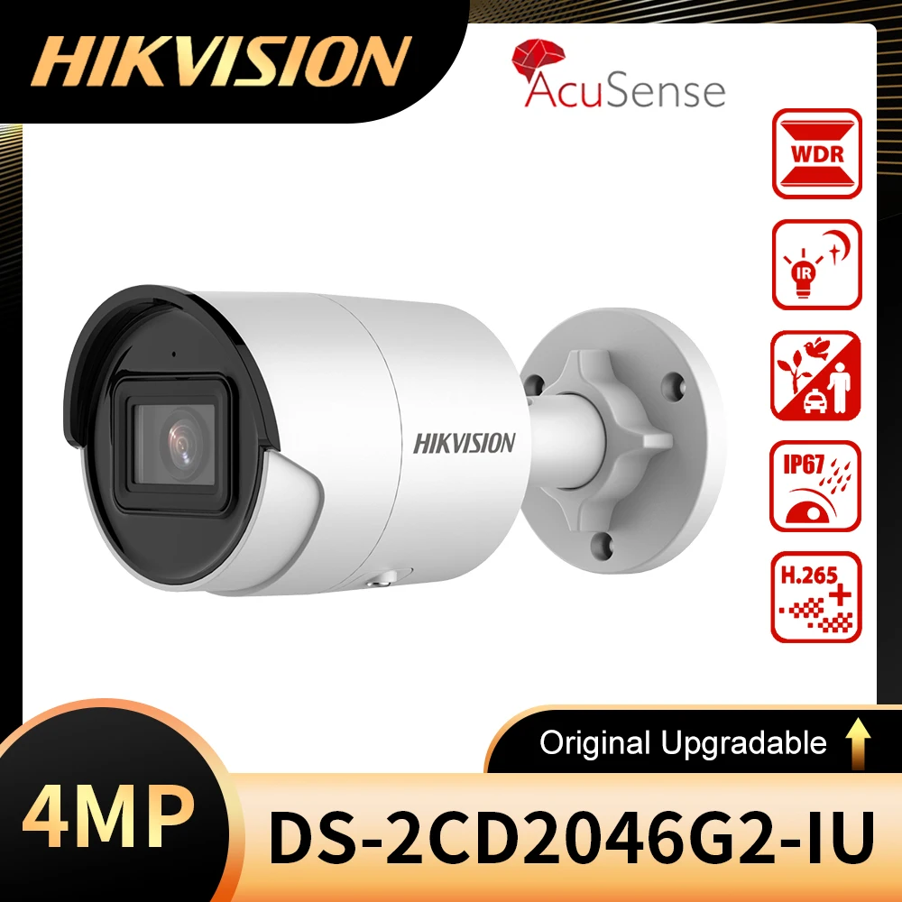 

Оригинальная Внешняя камера Hikvision DS-2CD2046G2-IU 4 МП AcuSense POE IP, наружная камера видеонаблюдения, запись звука